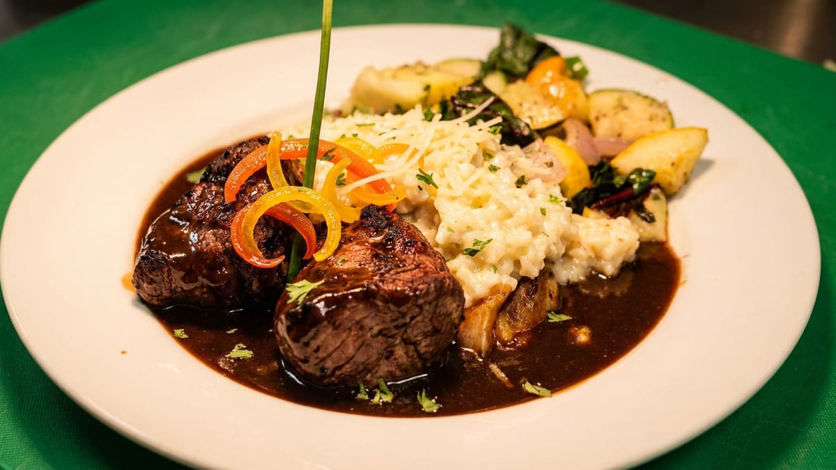 Steak medallions, shrimp scampi, prime rib